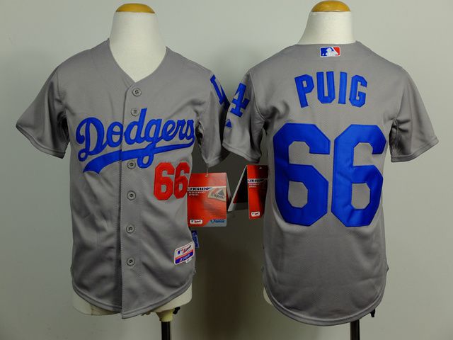 Youth Los Angeles Dodgers #66 Puig Grey MLB Jerseys->los angeles dodgers->MLB Jersey